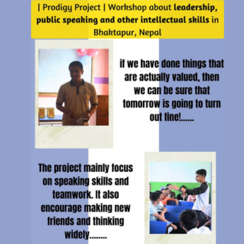 Poster of My memories Titled:- | Prodigy Project | Workshop about leadership, public speaking and other intellectual skills in Bhaktapur, Nepal