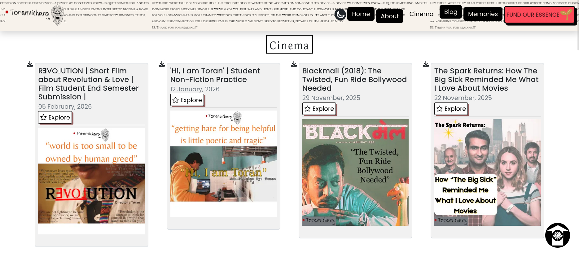 Snapshot of cinema in toranvichara