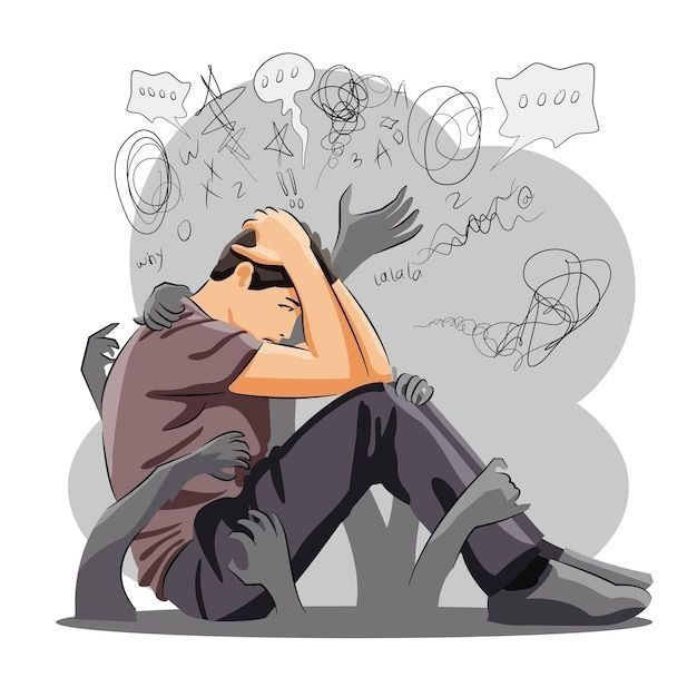 Illustration showing a tensed male