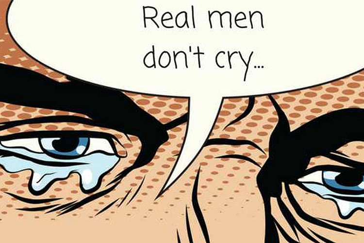 A picture showing suppression about crying in men
