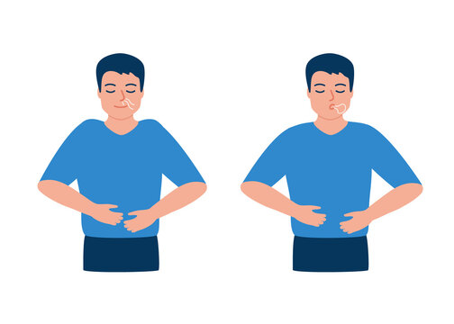 Illustration showing breathing exercise