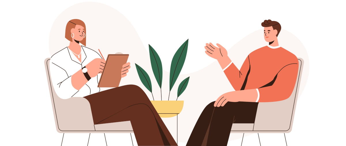 Illustration showing a therapy session