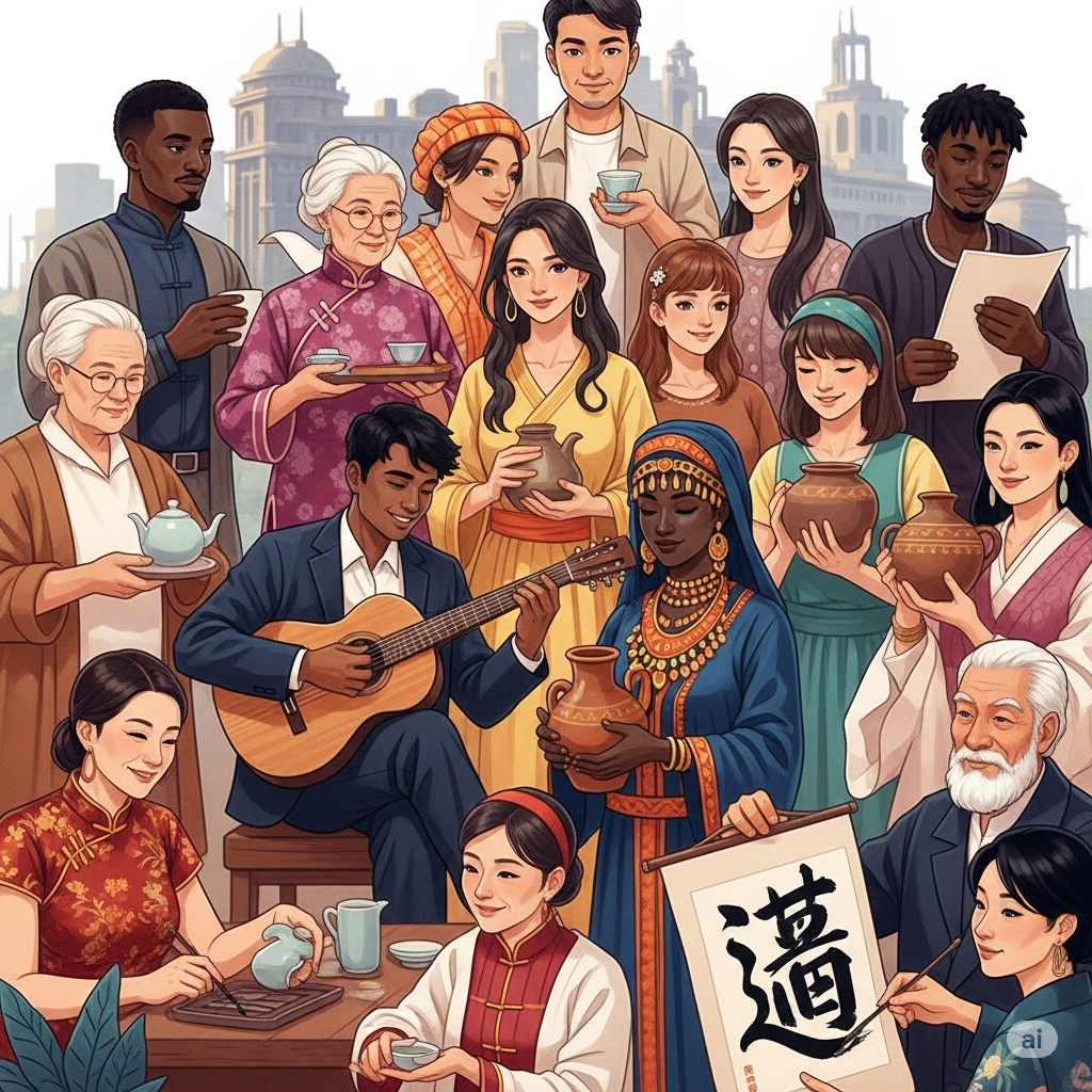 Illustration of different culture benefiting from each other